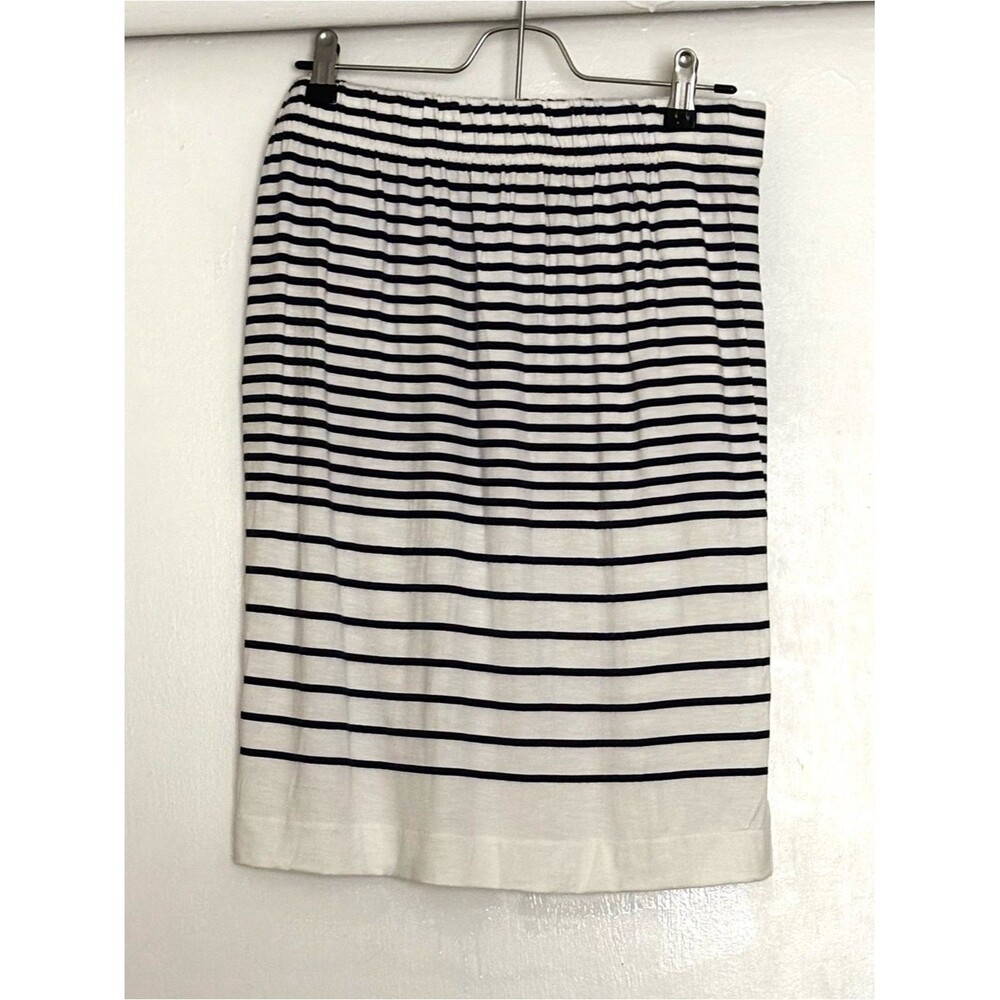 LOFT White Blue Striped Nautical Stretch Jersey Skirt Size Medium